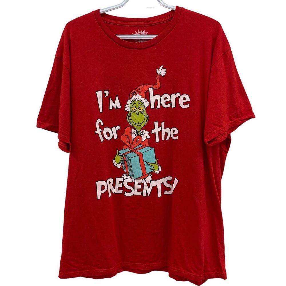 Dr. Seuss The Grinch Adult Unisex Red Christmas SS Graphic T Shirt Size XL​​